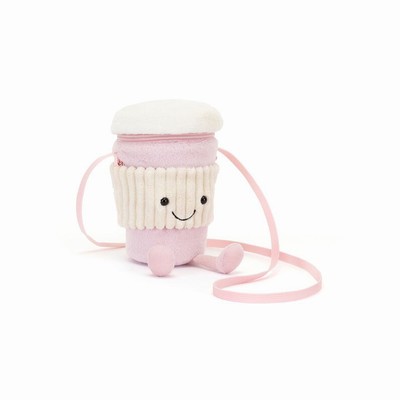 Jellycat Amuseables Coffee-To-Go Pink Bag New Zealand | FIUYJ2908